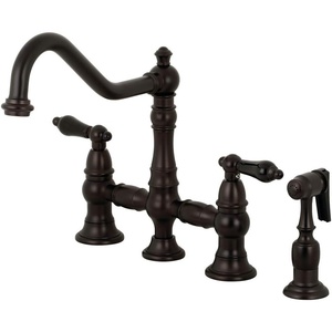 image:imageKingston Brass KS3275PKLBS Duchess Bridge Kitchen Faucet with Brass Sprayer Oil Rubbed BronzeOil Rubbed Bronze