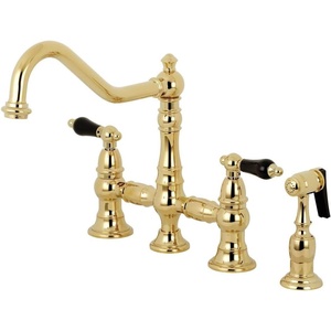 image:imageKingston Brass KS3275PKLBS Duchess Bridge Kitchen Faucet with Brass Sprayer Oil Rubbed BronzePolished Brass