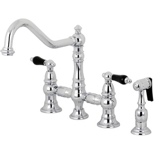 image:imageKingston Brass KS3275PKLBS Duchess Bridge Kitchen Faucet with Brass Sprayer Oil Rubbed BronzePolished Chrome