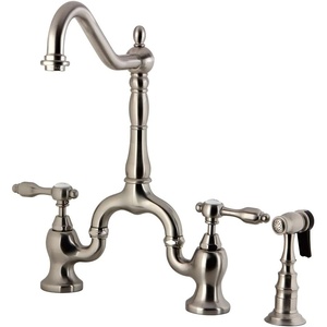 image:imageKingston Brass KS7758TALBS Tudor Bridge Kitchen Faucet with Brass Sprayer Brushed NickelBrushed Nickel
