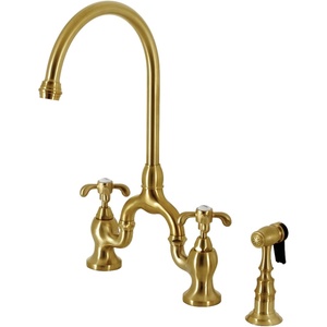 image:imageKingston Brass KS7792TXBS French Country Bridge Kitchen Faucet with Brass Sprayer Polished BrassBrushed Brass