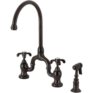 image:imageKingston Brass KS7792TXBS French Country Bridge Kitchen Faucet with Brass Sprayer Polished BrassOil Rubbed Bronze