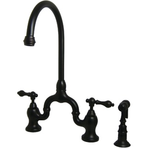 image:imageKingston Brass KS7798ALBS English Country Kitchen Faucet with Brass Sprayer Brushed Nickel 135 x 775 x 1681Oil Rubbed Bronze