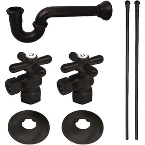 image:imageKingston Brass KPK206 Gourmet Scape Plumbing Supply Kit with 112 PTrap  12 IPS Inlet x 38 Comp Oulet Polished NickelMatte Black