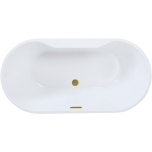 image:imageKingston Brass VTDE512823C427 51 Acrylic Oval Double Ended Freestanding Tub with Drain Glossy WhiteBrushed BrassGlossy WhiteBrushed Brass