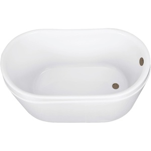image:imageKingston Brass VTRS522928M0 52 Acrylic Oval Double Slipper Freestanding Tub with OverflowDrain Assembly Glossy WhiteMatte BlackGlossy WhiteAntique Brass