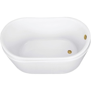 image:imageKingston Brass VTRS522928M0 52 Acrylic Oval Double Slipper Freestanding Tub with OverflowDrain Assembly Glossy WhiteMatte BlackGlossy WhiteBrushed Brass