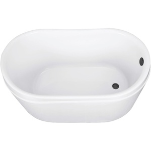 image:imageKingston Brass VTRS522928M0 52 Acrylic Oval Double Slipper Freestanding Tub with OverflowDrain Assembly Glossy WhiteMatte BlackGlossy WhiteMatte Black