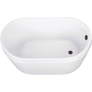 image:imageKingston Brass VTRS522928M0 52 Acrylic Oval Double Slipper Freestanding Tub with OverflowDrain Assembly Glossy WhiteMatte BlackGlossy WhiteOil Rubbed Bronze