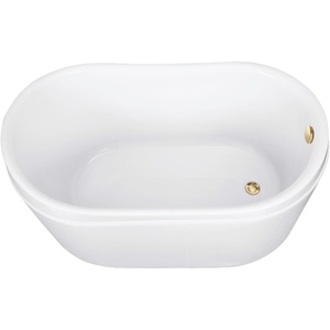 image:imageKingston Brass VTRS522928M0 52 Acrylic Oval Double Slipper Freestanding Tub with OverflowDrain Assembly Glossy WhiteMatte BlackGlossy WhitePolished Brass