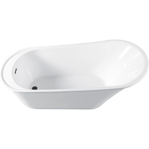 image:imageKingston Brass VTRS592826QC310 59 Acrylic Oval Single Slipper Freestanding Tub with Drain Glossy WhiteMatte BlackGlossy WhiteMatte Black