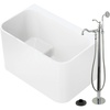image:imageKingston Brass KTSQ4727131AL 47 Acrylic Rectangular BacktoWall Freestanding Tub with Faucet and Drain Glossy WhitePolished Chrome