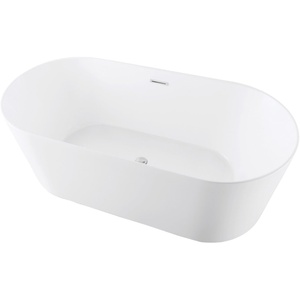 image:imageKingston Brass VTOV543023 Aqua Eden 54Inch Acrylic Double Ended Freestanding Tub with Center Drain White