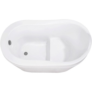 image:imageKingston Brass VTRS523030M8 52 Acrylic Oval Single Slipper Freestanding Tub with OverflowDrain Assembly and Integral Seat Glossy WhiteBrushed NickelGlossy WhiteBrushed Nickel