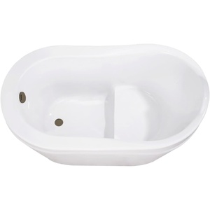 image:imageKingston Brass VTRS523030M8 52 Acrylic Oval Single Slipper Freestanding Tub with OverflowDrain Assembly and Integral Seat Glossy WhiteBrushed NickelGlossy WhiteAntique Brass