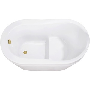 image:imageKingston Brass VTRS523030M8 52 Acrylic Oval Single Slipper Freestanding Tub with OverflowDrain Assembly and Integral Seat Glossy WhiteBrushed NickelGlossy WhitePolished Brass