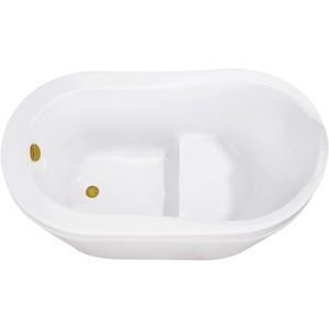 image:imageKingston Brass VTRS523030M8 52 Acrylic Oval Single Slipper Freestanding Tub with OverflowDrain Assembly and Integral Seat Glossy WhiteBrushed NickelGlossy WhiteBrushed Brass