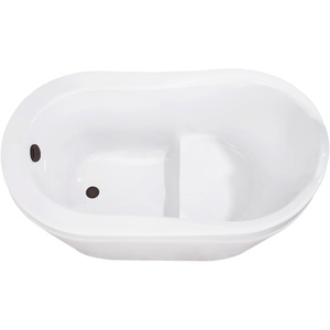 image:imageKingston Brass VTRS523030M8 52 Acrylic Oval Single Slipper Freestanding Tub with OverflowDrain Assembly and Integral Seat Glossy WhiteBrushed NickelGlossy WhiteOil Rubbed Bronze