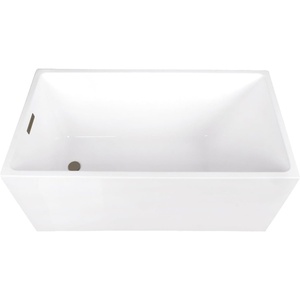 image:imageKingston Brass VTSQ512823C418 51 Acrylic Rectangular Double Ended Freestanding Tub with Drain Glossy WhiteBrushed NickelGlossy WhiteAntique Brass