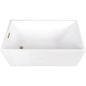 image:imageKingston Brass VTSQ512823C418 51 Acrylic Rectangular Double Ended Freestanding Tub with Drain Glossy WhiteBrushed NickelGlossy WhiteBrushed Brass
