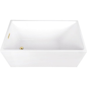 image:imageKingston Brass VTSQ512823C418 51 Acrylic Rectangular Double Ended Freestanding Tub with Drain Glossy WhiteBrushed NickelGlossy WhitePolished Brass