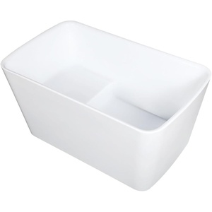 image:imageKingston Brass VTSQ553226S Aqua Eden 55 Acrylic Freestanding Tub with Drain and Integrated Seat Glossy White
