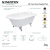 image:imageAqua Eden VCT3D663019NT0 66Inch Cast Iron Roll Top Clawfoot Tub with 338 Inch Wall Drillings WhiteMatte BlackWhiteBrushed Brass