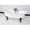 image:imageAqua Eden VCT7DE7232NLW 72Inch Cast Iron Double Ended Clawfoot Tub with 7Inch Faucet Drillings WhiteWhite