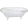 image:imageAqua Eden VCT7DE7232NLW 72Inch Cast Iron Double Ended Clawfoot Tub with 7Inch Faucet Drillings WhiteWhite