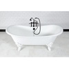 image:imageAqua Eden VCT7DE7232NLW 72Inch Cast Iron Double Ended Clawfoot Tub with 7Inch Faucet Drillings WhiteWhiteBrushed Nickel