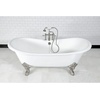 image:imageAqua Eden VCT7DE7232NLW 72Inch Cast Iron Double Ended Clawfoot Tub with 7Inch Faucet Drillings WhiteWhiteBrushed Nickel