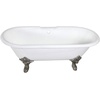 image:imageAqua Eden VCT7DE7232NLW 72Inch Cast Iron Double Ended Clawfoot Tub with 7Inch Faucet Drillings WhiteWhiteBrushed Nickel