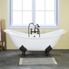 image:imageAqua Eden VCT7DE7232NLW 72Inch Cast Iron Double Ended Clawfoot Tub with 7Inch Faucet Drillings WhiteWhiteMatte Black
