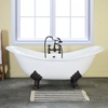 image:imageAqua Eden VCT7DE7232NLW 72Inch Cast Iron Double Ended Clawfoot Tub with 7Inch Faucet Drillings WhiteWhiteMatte Black