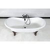 image:imageAqua Eden VCT7DE7232NLW 72Inch Cast Iron Double Ended Clawfoot Tub with 7Inch Faucet Drillings WhiteWhiteOil Rubbed Bronze