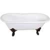image:imageAqua Eden VCT7DE7232NLW 72Inch Cast Iron Double Ended Clawfoot Tub with 7Inch Faucet Drillings WhiteWhiteOil Rubbed Bronze