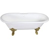 image:imageAqua Eden VCT7DE7232NLW 72Inch Cast Iron Double Ended Clawfoot Tub with 7Inch Faucet Drillings WhiteWhitePolished Brass