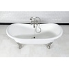 image:imageAqua Eden VCT7DE7232NLW 72Inch Cast Iron Double Ended Clawfoot Tub with 7Inch Faucet Drillings WhiteWhitePolished Brass
