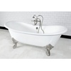 image:imageAqua Eden VCT7DE7232NLW 72Inch Cast Iron Double Ended Clawfoot Tub with 7Inch Faucet Drillings WhiteWhitePolished Brass