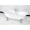 image:imageAqua Eden VCT7DE7232NLW 72Inch Cast Iron Double Ended Clawfoot Tub with 7Inch Faucet Drillings WhiteWhitePolished Chrome