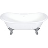 image:imageAqua Eden VCT7DE7232NLW 72Inch Cast Iron Double Ended Clawfoot Tub with 7Inch Faucet Drillings WhiteWhitePolished Chrome