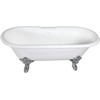 image:imageAqua Eden VCT7DE7232NLW 72Inch Cast Iron Double Ended Clawfoot Tub with 7Inch Faucet Drillings WhiteWhitePolished Chrome