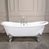 image:imageAqua Eden VCT7DE7232NLW 72Inch Cast Iron Double Ended Clawfoot Tub with 7Inch Faucet Drillings WhiteWhitePolished Chrome
