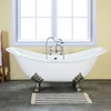 image:imageAqua Eden VCT7DE7232NLW 72Inch Cast Iron Double Ended Clawfoot Tub with 7Inch Faucet Drillings WhiteWhitePolished Chrome