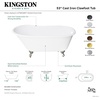 image:imageKingston Brass Aqua Eden VCTND5328NT5 Cast Iron Slipper Clawfoot Bathtub with Oil Rubbed Bronze Feet without Faucet Drillings 53Inch WhiteChrome