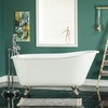 image:imageKingston Brass Aqua Eden VCTND5328NT5 Cast Iron Slipper Clawfoot Bathtub with Oil Rubbed Bronze Feet without Faucet Drillings 53Inch WhiteChrome