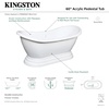 image:imageKingston Brass VTPDS602827 Aqua Eden 60 Acrylic Double Slipper Pedestal Tub Glossy White