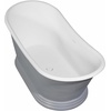 image:imageVRTDS673026 Arcticstone 67 Double Slipper Solid Surface Pedestal Tub with Drain Glossy WhiteMatte WhiteGlossy WhiteMatte Gray