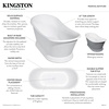 image:imageVRTDS673026 Arcticstone 67 Double Slipper Solid Surface Pedestal Tub with Drain Glossy WhiteMatte WhiteGlossy WhiteMatte White