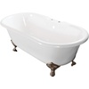 image:imageAqua Eden VCT7DE7232NLW 72Inch Cast Iron Double Ended Clawfoot Tub with 7Inch Faucet Drillings WhiteWhiteBrushed Nickel